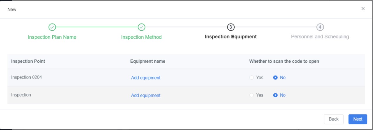checklist Add equipment | DataMesh